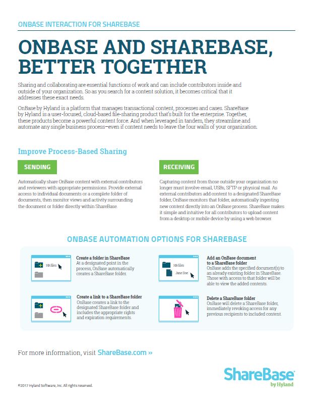 OnBase And ShareBase Better Together Kyocera Software Document Management Thumb, Automated Office Equipment, Kyocera, KIP, Office Furniture, MD, Maryland, COpier, Printer, MFP