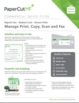 Commercial Flyer Cover, Papercut MF, Automated Office Equipment, Kyocera, KIP, Office Furniture, MD, Maryland, COpier, Printer, MFP